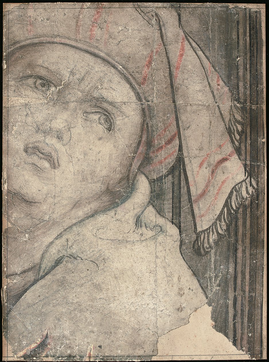 Head of a man in a turban looking upwards by Pieter Coecke van Aelst