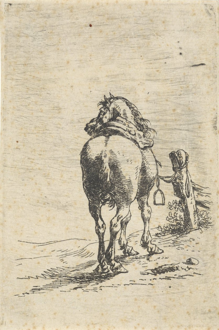 Saddled Horse at a Post by Pieter Cornelisz. Verbeeck
