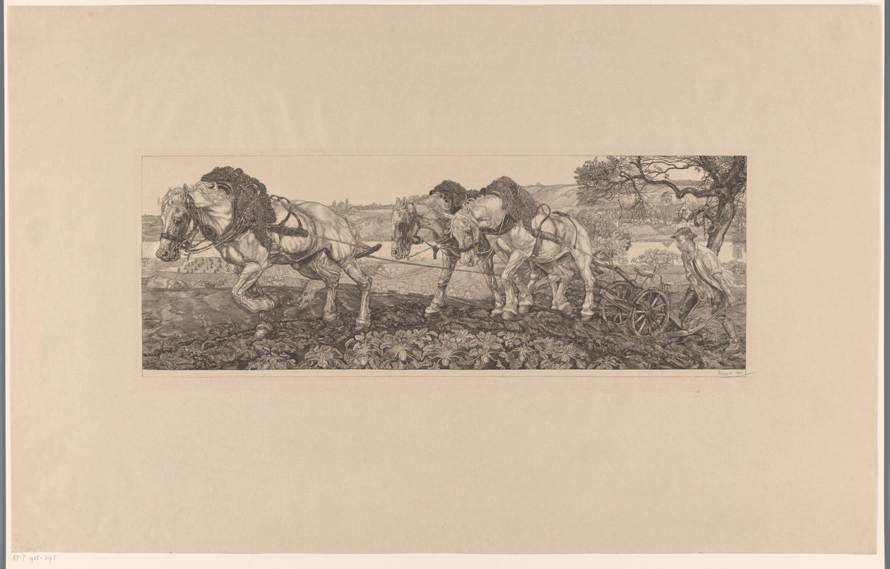 Plowing Horses by Pieter Dupont (signed by artist)