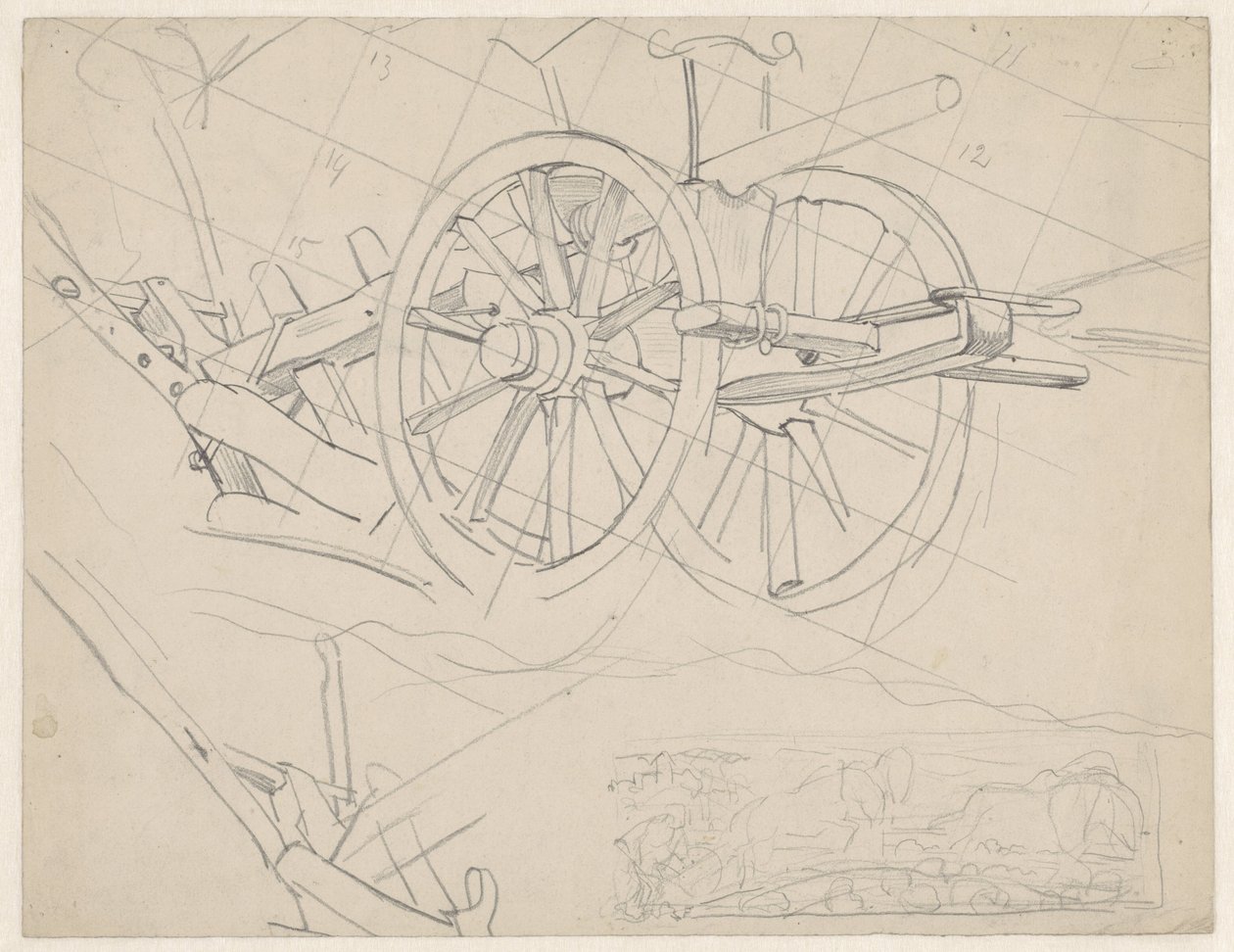Study of Plow and a Man with Plow and Double Span Horses by Pieter Dupont