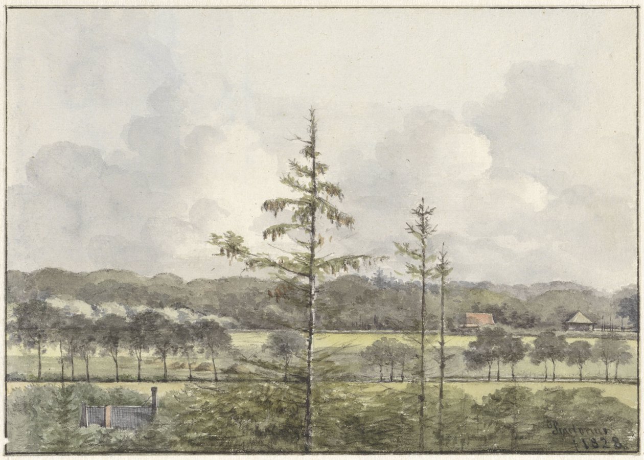 View of Meadows with Farms by Pieter Ernst Hendrik Praetorius
