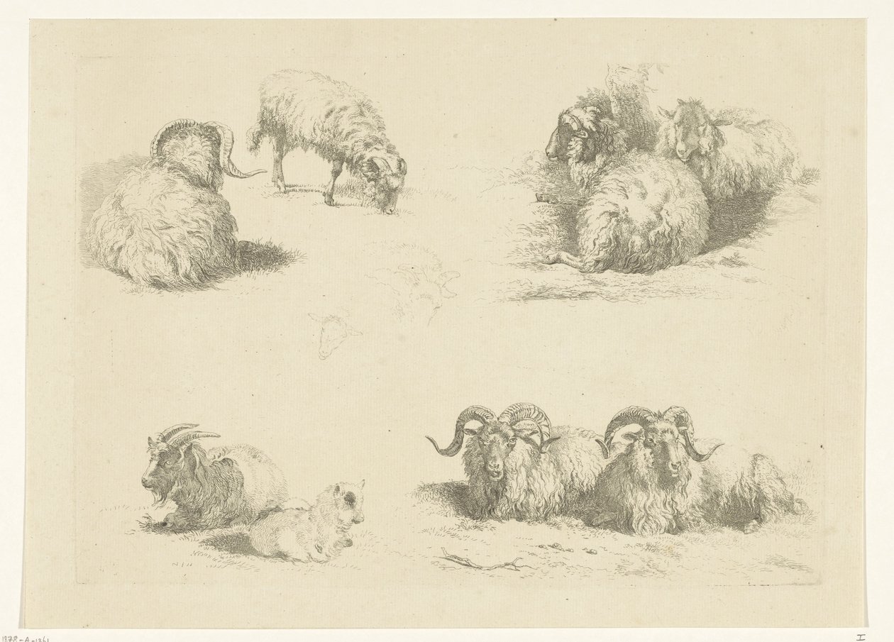 Four Scenes with Sheep and Goats by Pieter Gerardus van Os