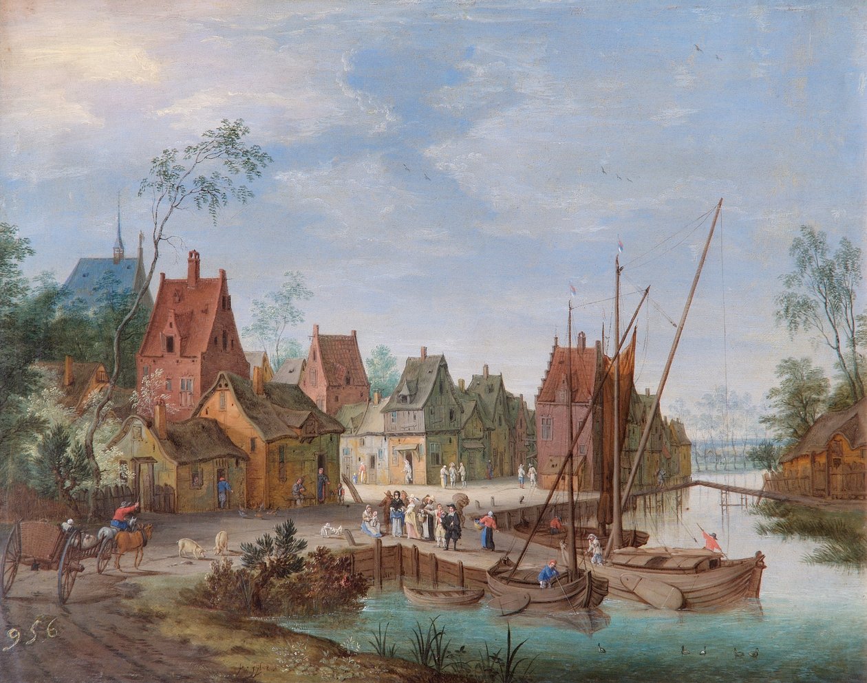 A Flemish Village: The River Landing Stage by Peeter Gijsels