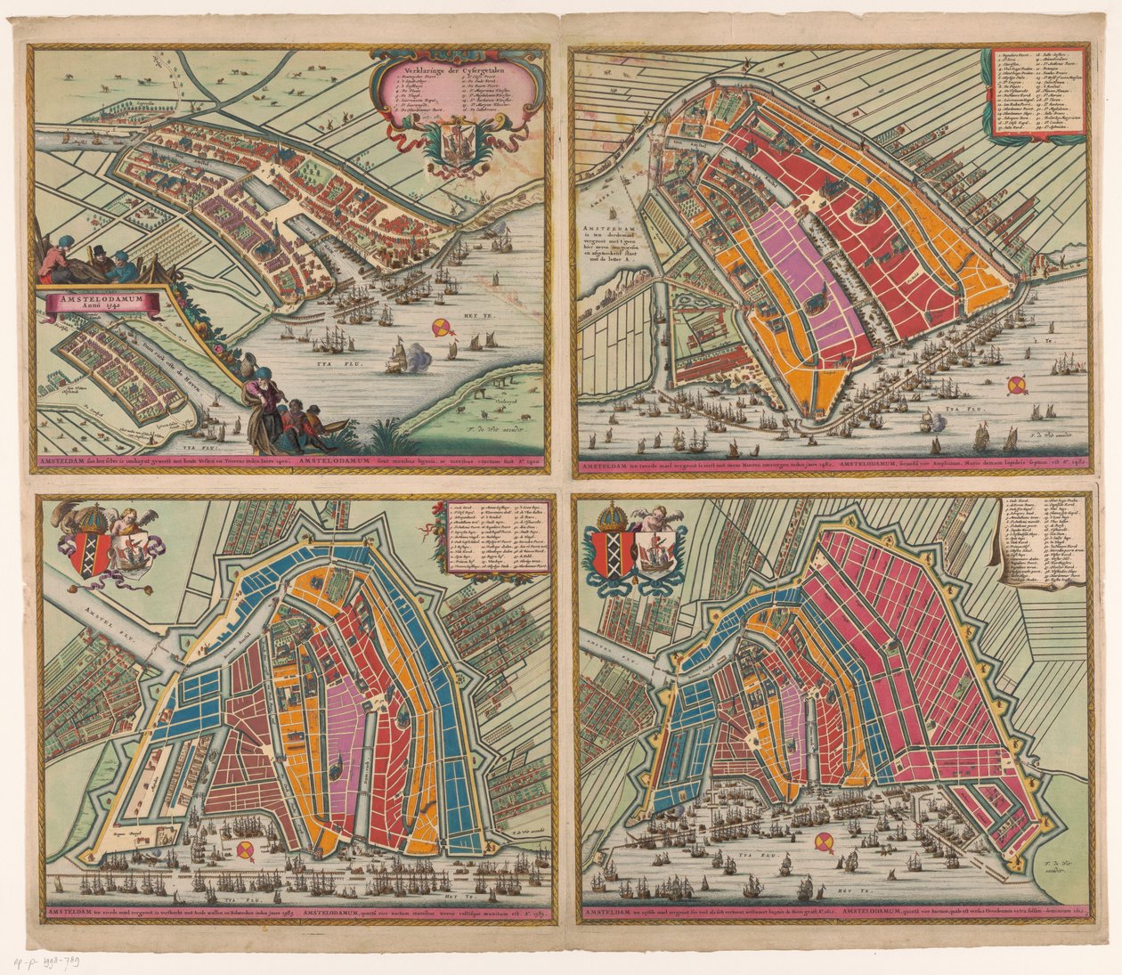 Four Maps of Amsterdam from 1400 to 1612 by Pieter Hendricksz. Schut (possibly)