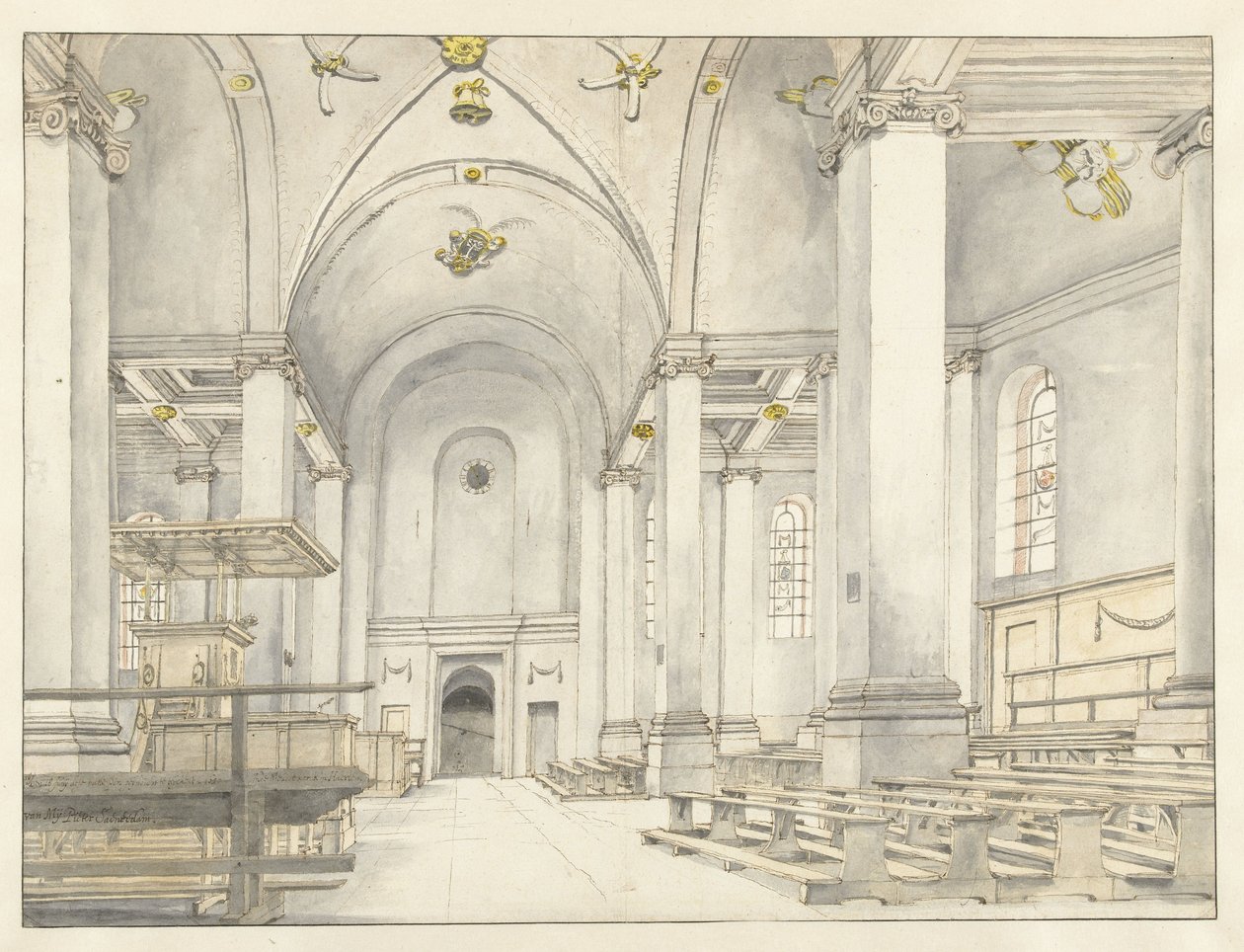View of the Nave of the Nieuwe Kerk, Haarlem, Looking West by Pieter Jansz Saenredam
