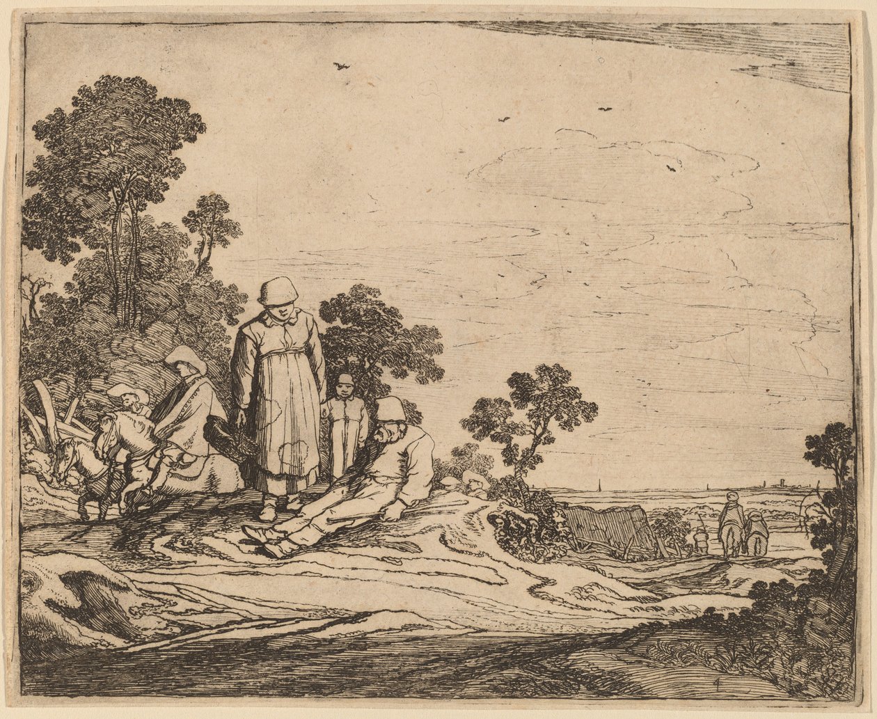 Woman and Child Standing near a Seated Peasant by Pieter Molijn