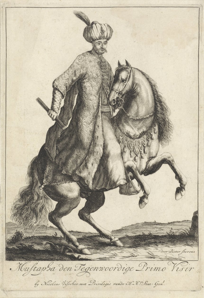 Equestrian Portrait of Kara Mustafa, Grand Vizier in the Turkish Army by Pieter Stevens (vermeld in 1689)