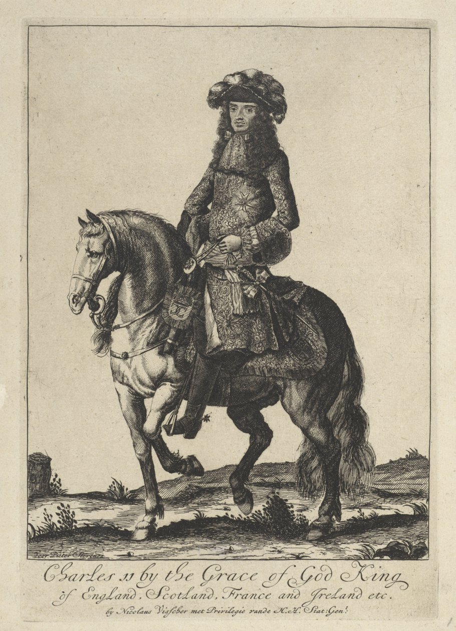 Equestrian Portrait of King Charles II of England by Pieter Stevens (vermeld in 1689)