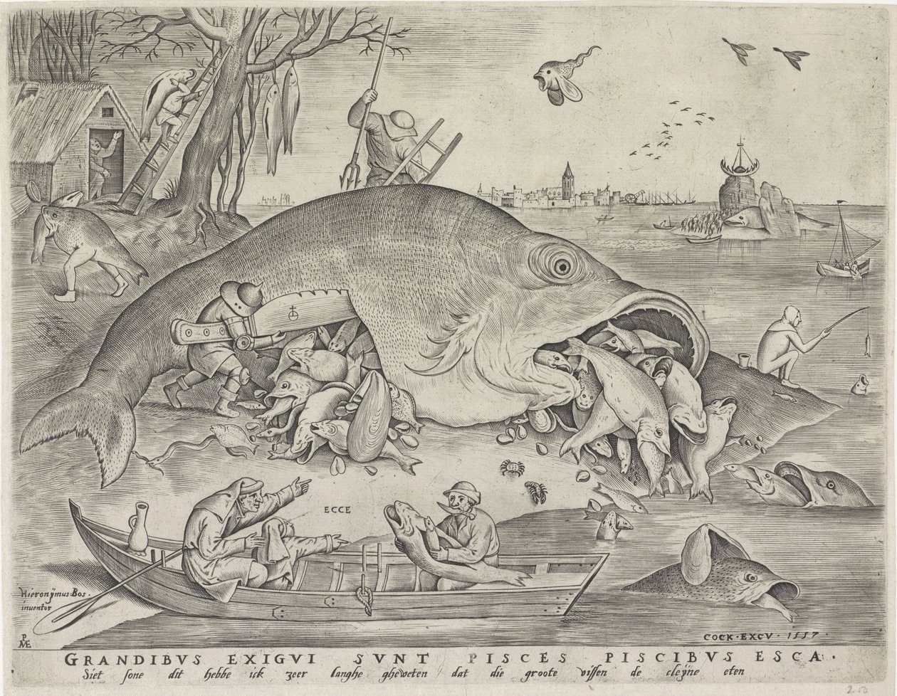 Big fish eat the small fish, engraved by Pieter van der Heyden, 1557 by Pieter The Elder after Brueghel