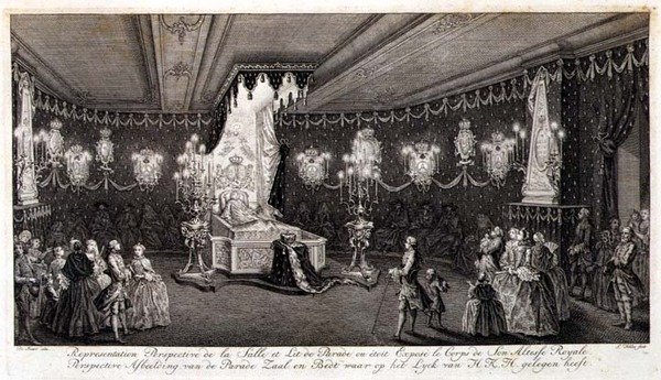 The Body of Anne, the Princess Royal Lying in State (engraving) by Pieter de (after) Swart