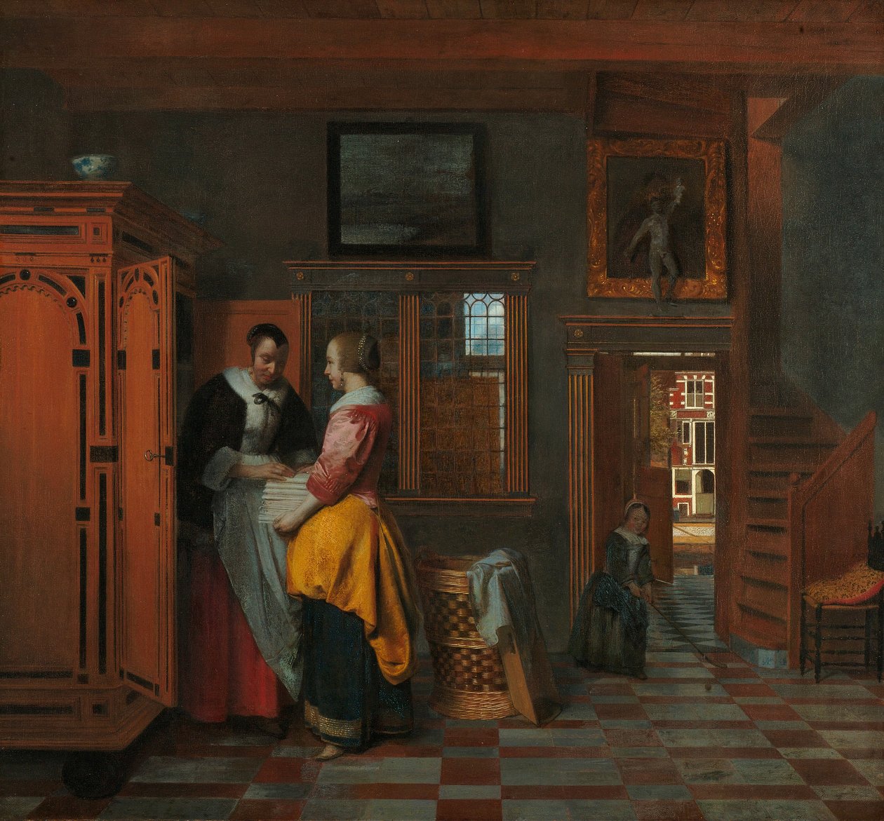 Interior with Women beside a Linen Cupboard by Pieter de Hooch