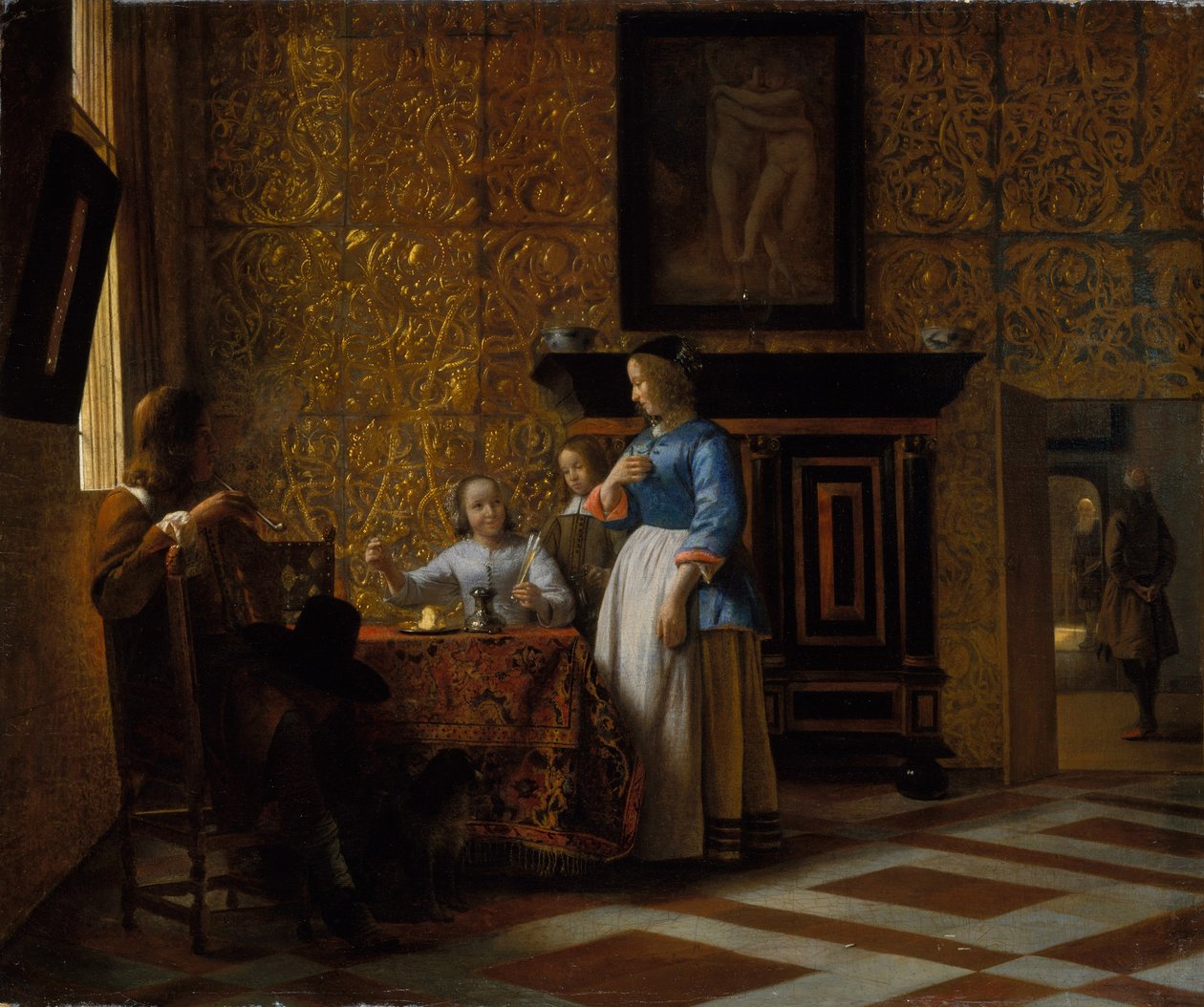Leisure time in an elegant Setting by Pieter de Hooch