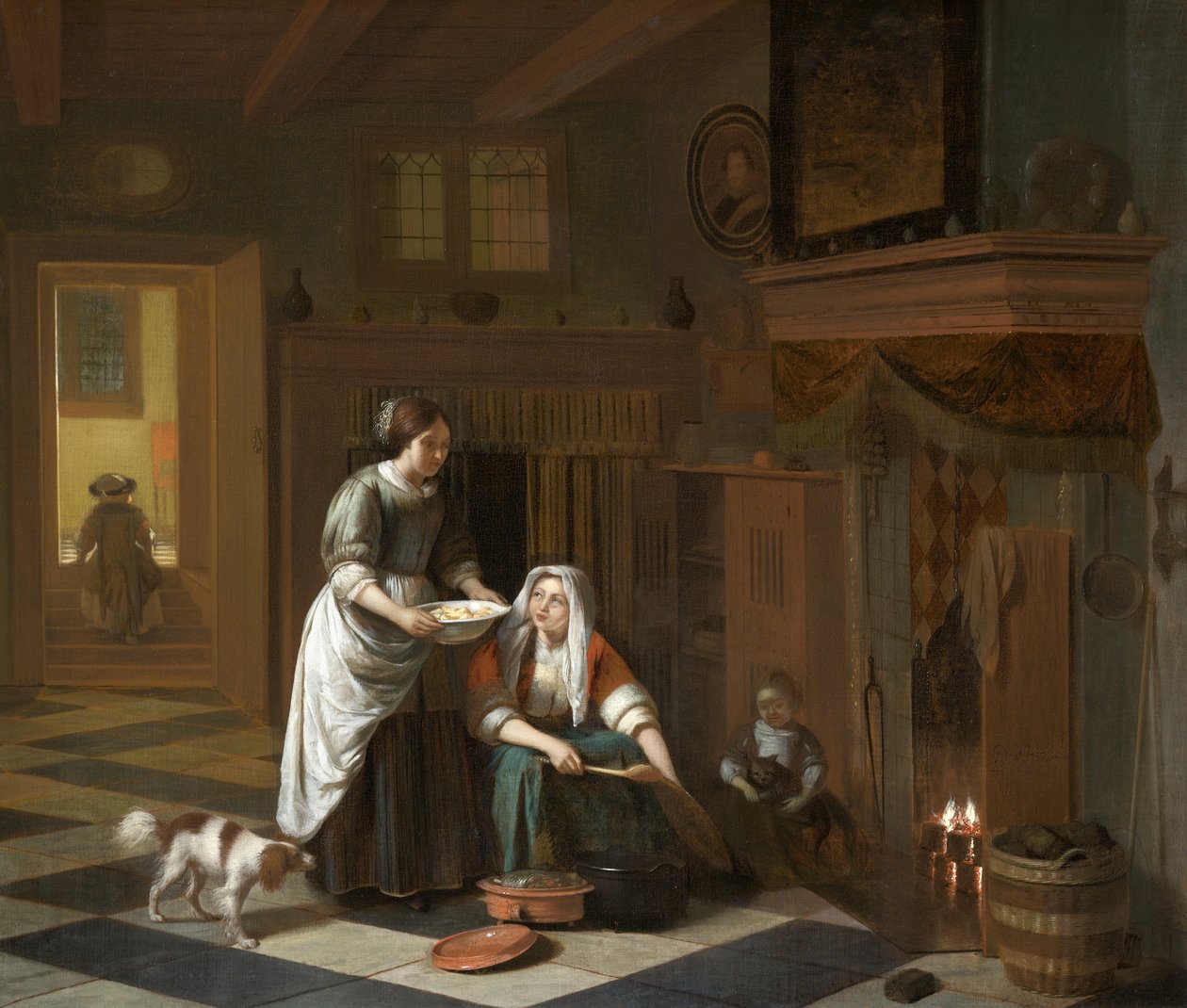 The Fireside, circa 1670-1675 by Pieter de Hooch