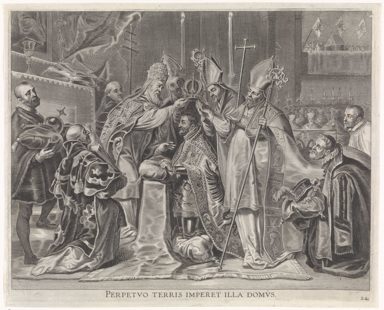 Charles V Crowned Emperor by the Pope (Joyous Entry of the Cardinal-Infant in Ghent, 1635) by Pieter de Jode (II)