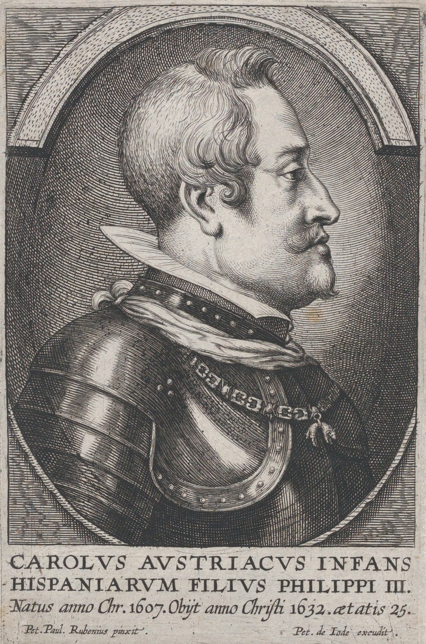 Portrait of Charles of Austria, Infante of Spain, in profile to the right by Pieter de Jode II