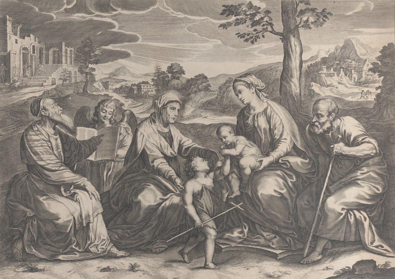 The Holy Family with the Infant Saint John the Baptist, Elizabeth, Zacharias, 1631-37 by Pieter de Jode II