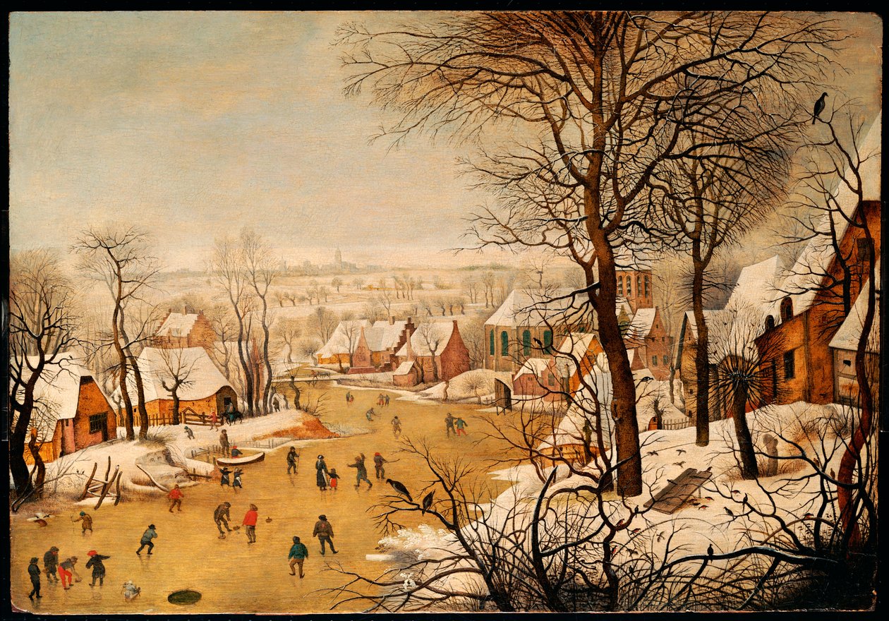 A Winter Landscape with Skaters and a Bird Trap by Pieter Brueghel the Younger