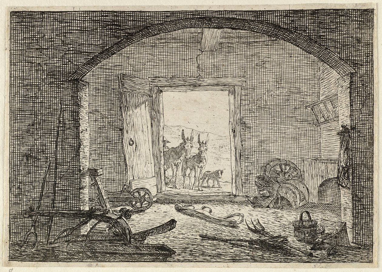 Donkeys in Front of the Door of a Stable by Pieter van Laer