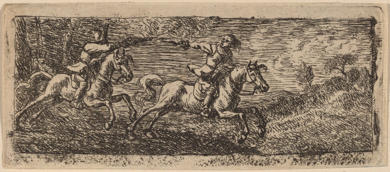 Two Horsemen Fighting by Pieter van Laer