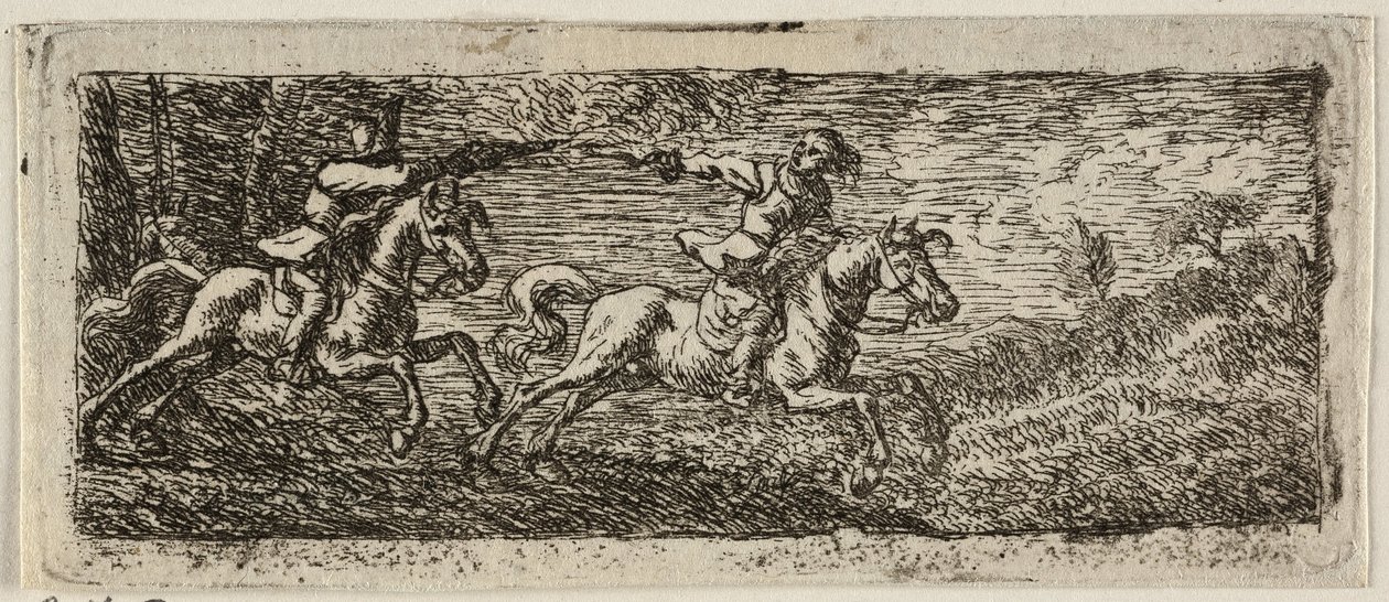 Two Horsemen Fighting by Pieter van Laer