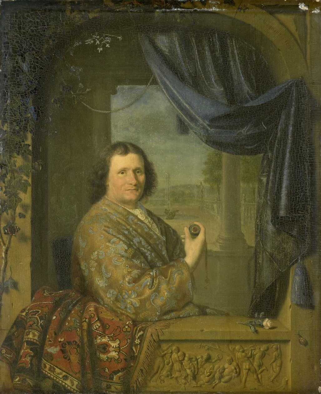 Portrait of a Man with a Watch by Pieter van Slingelandt