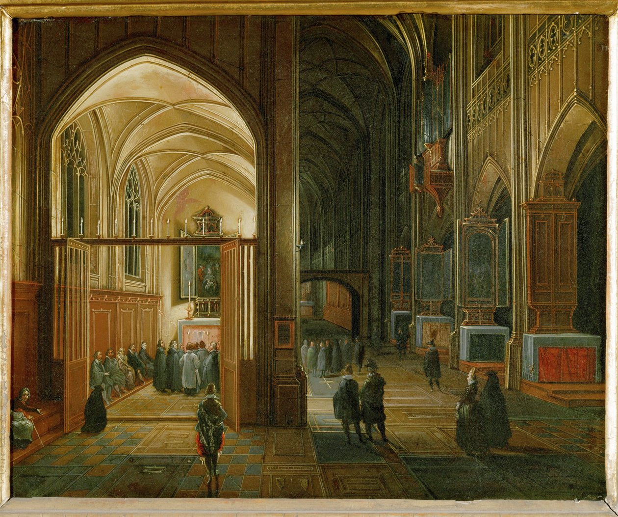 Evening Mass in a Gothic Church by Pieter van Steenwyck