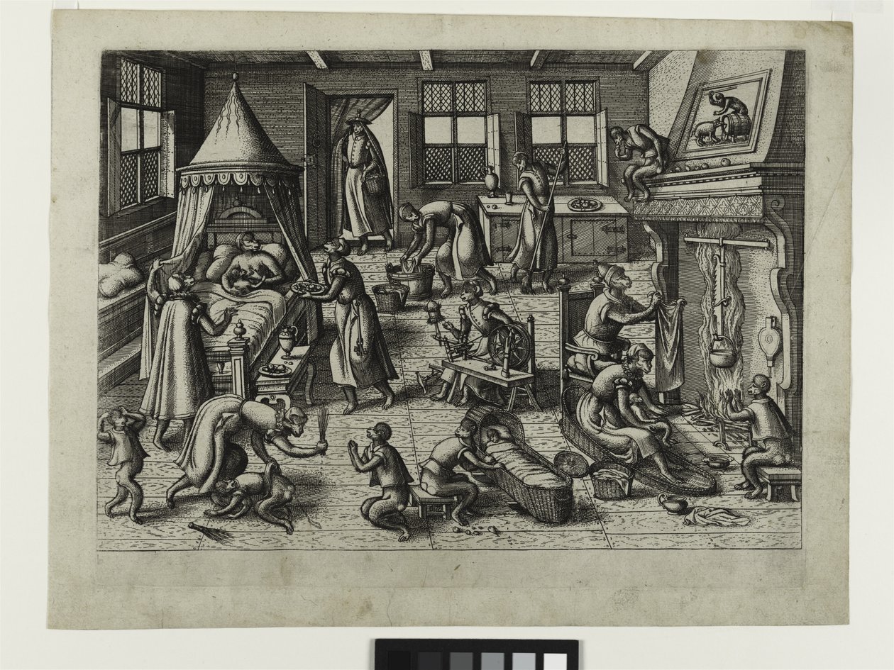 The Nursery (etching) by Pieter van der Borcht