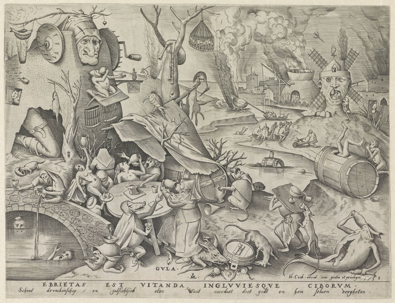 Gluttony (Gula) (The Seven Deadly Sins) by Pieter van der Heyden