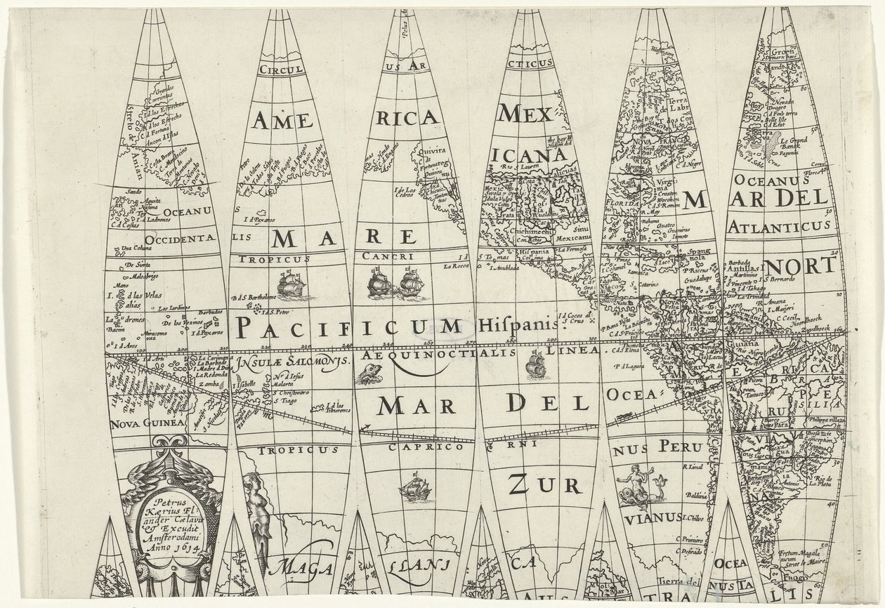 Globe Segments of a Part of the Northern Hemisphere by Pieter van der Keere