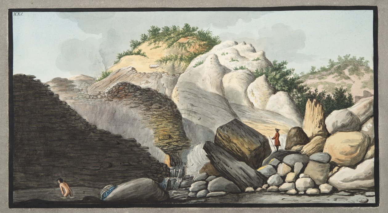 View of the hot spring, Pisciarelli, from a part of the Cone of the Solfaterra by Pietro Fabris