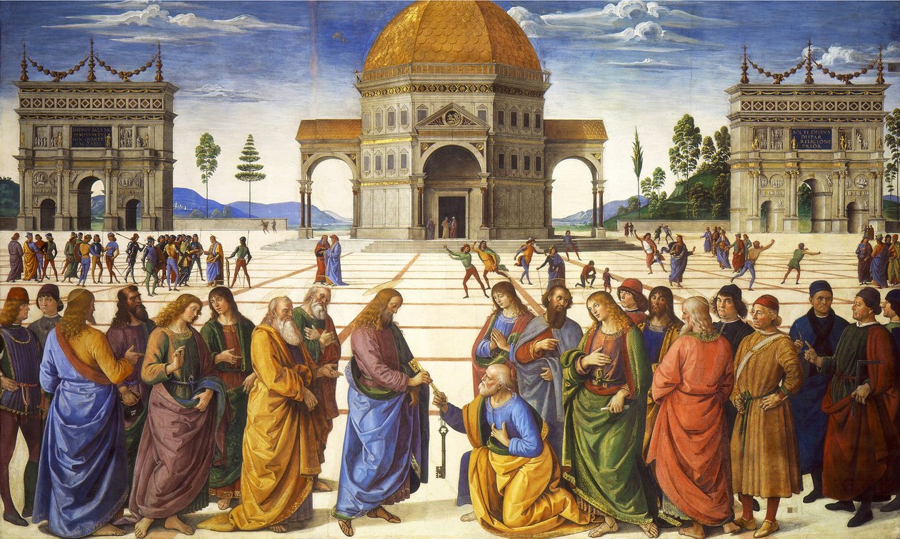 Giving of the Keys to St. Peter, from the Sistine Chapel, 1481 by Pietro Perugino
