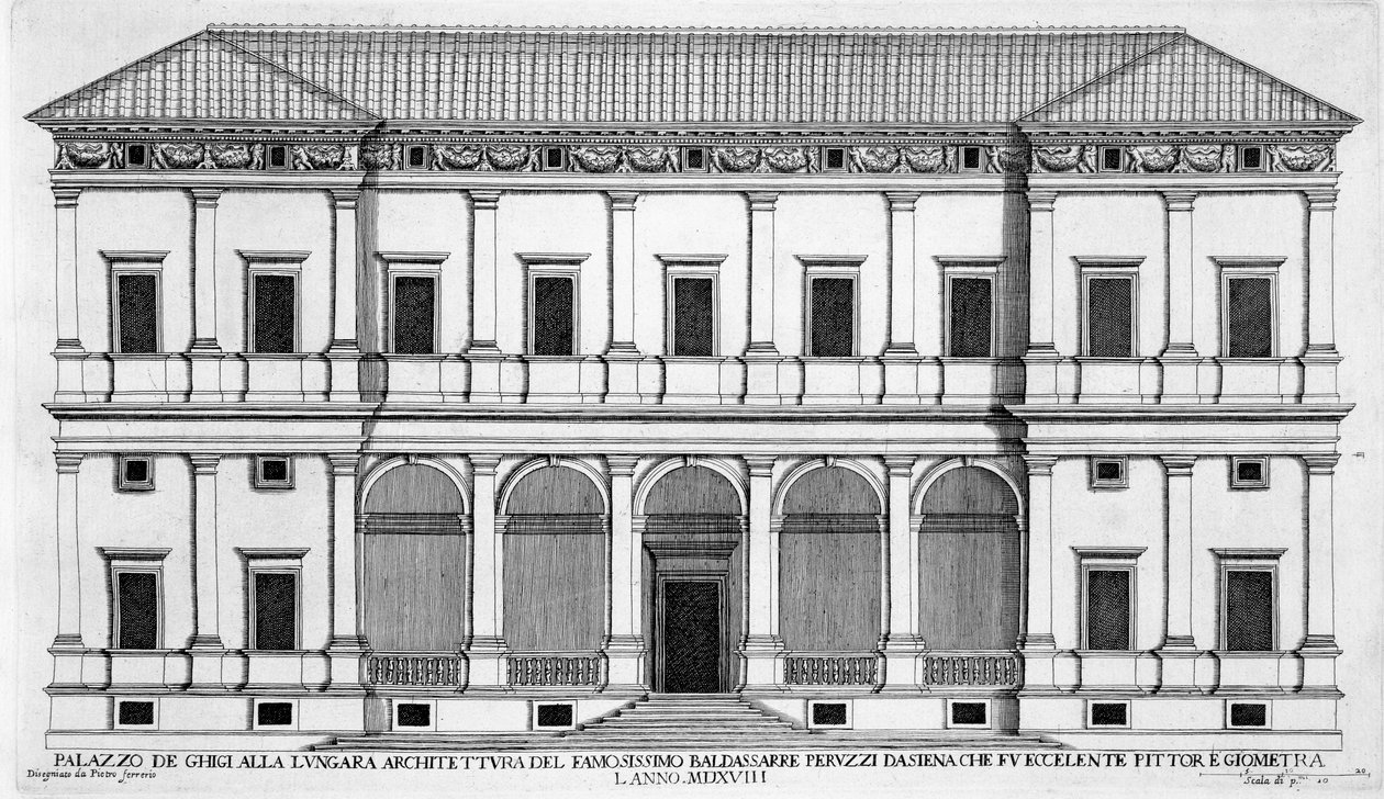 Palazzo Chigi on the Lungara, Rome, from 