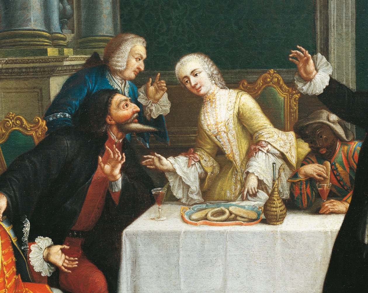 The Snack with the Masks (Detail) by Pietro (school of) Longhi