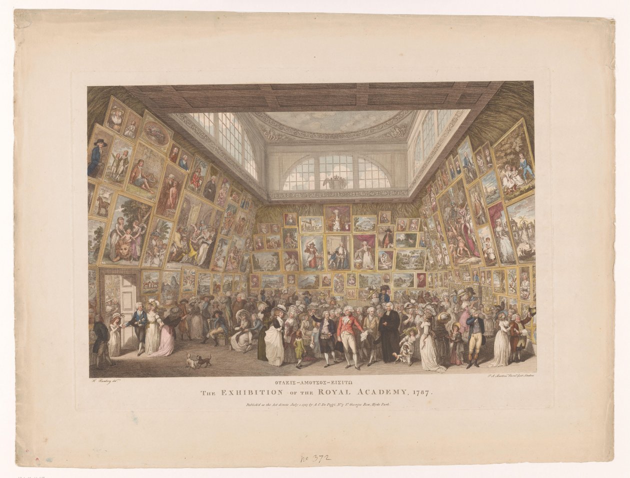 Exhibition at the Royal Academy in London in 1787 (title on object: The Exhibition of the Royal Academy, 1787) by Pietro Antonio Martini