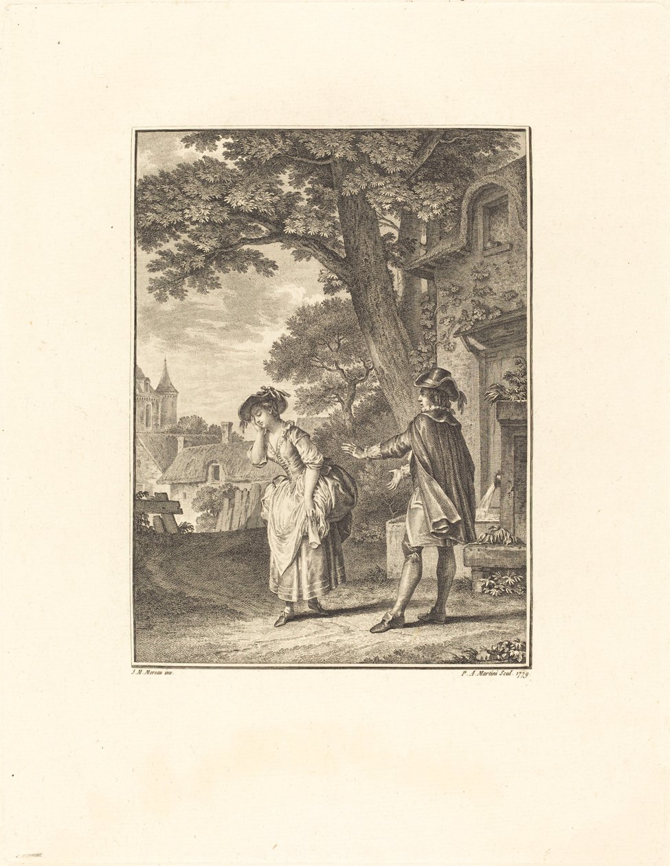 The Village Soothsayer (Colette Weeping) by Pietro Antonio Martini after Jean Michel Moreau
