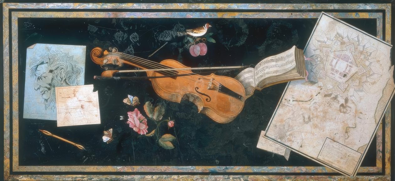 Tabletop with Scagliola Florence by Pietro Antonio Paolini