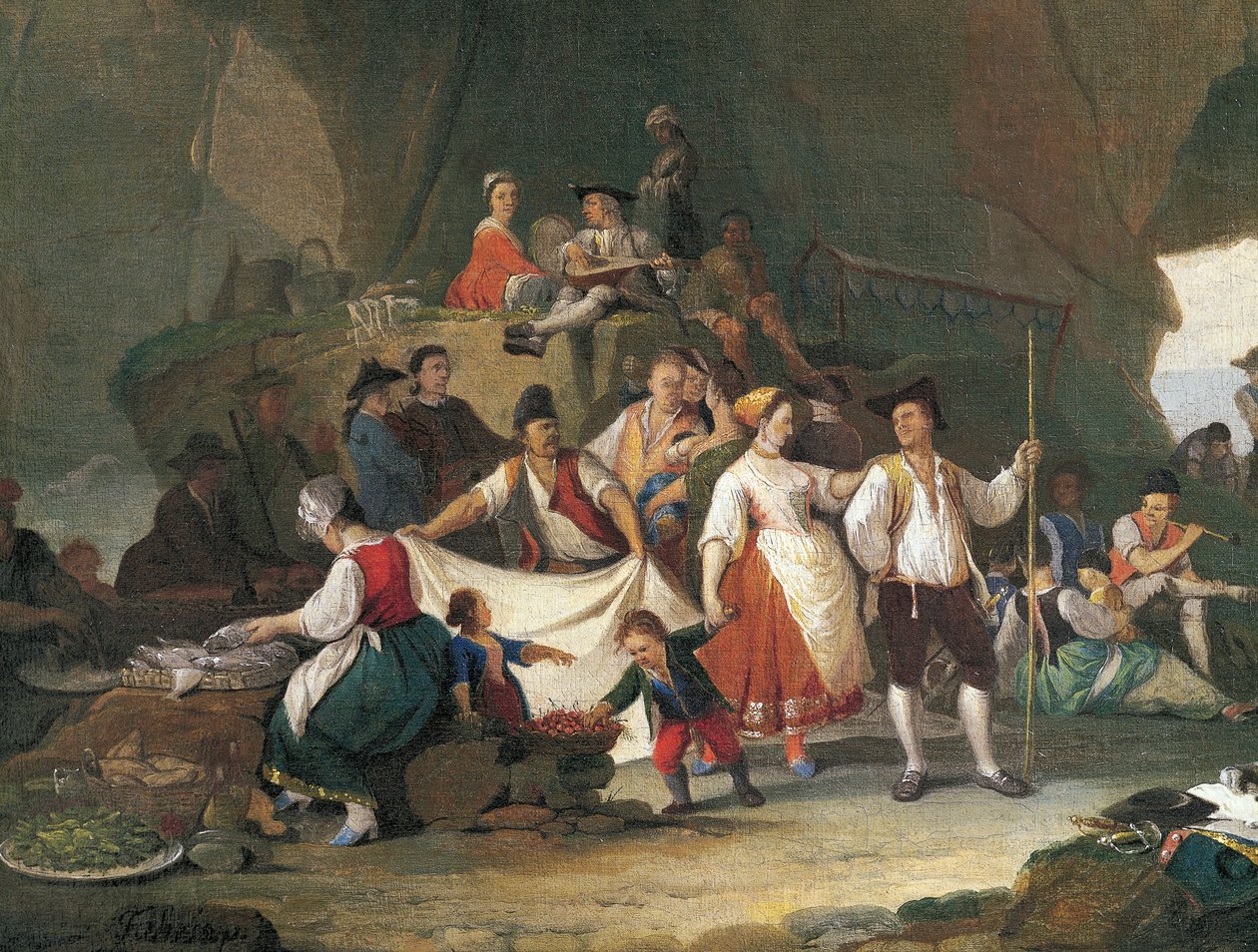 Breakfast by the sea, by Pietro Fabbris (detail) by Pietro Fabris