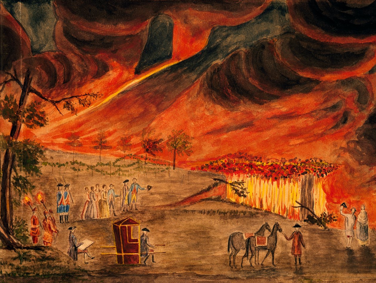 The Sicilian Royals Visiting Vesuvius During Eruption of 11 May 1771, by Pietro Fabris by Pietro Fabris