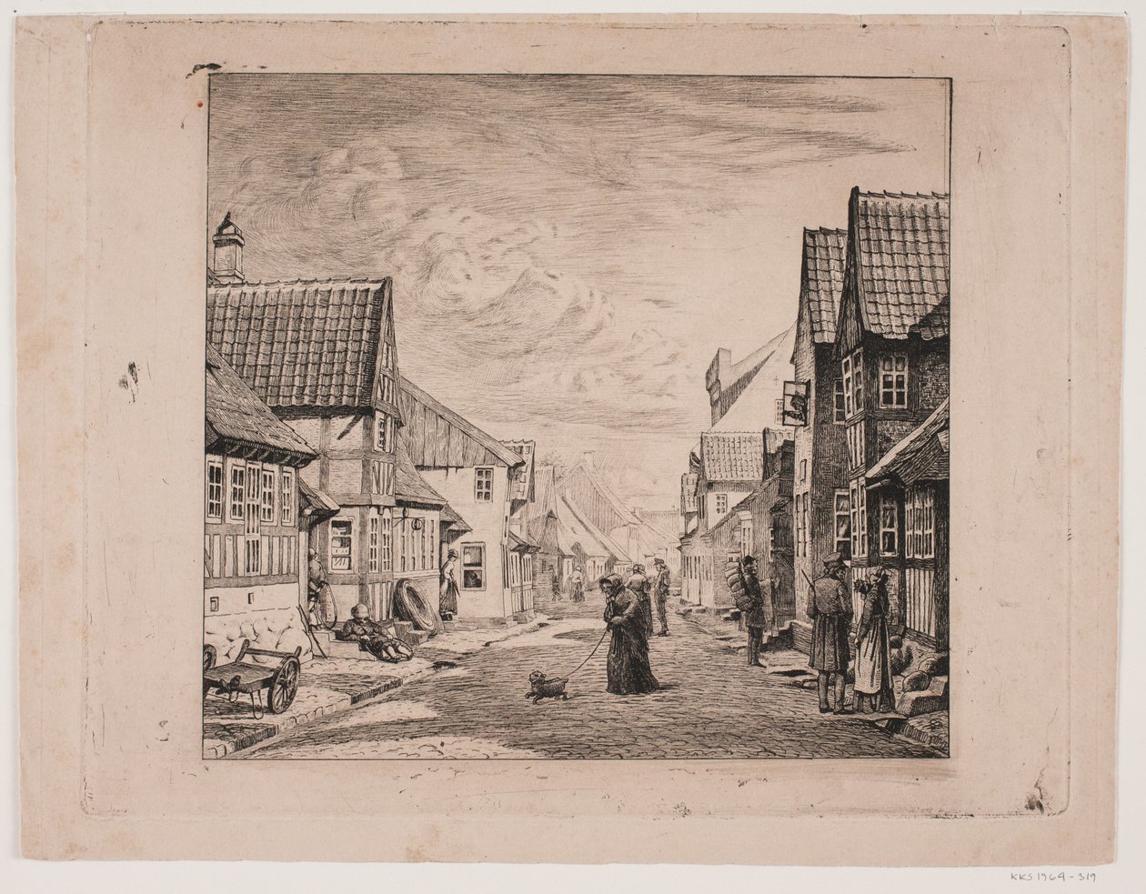 A Market Town Street by Pietro Købke Krohn