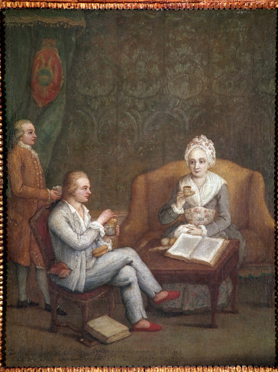 Portrait of Adriana Giustinian with Her Son Gerolamo Ascanio Taking Hot Chocolate by Pietro Longhi