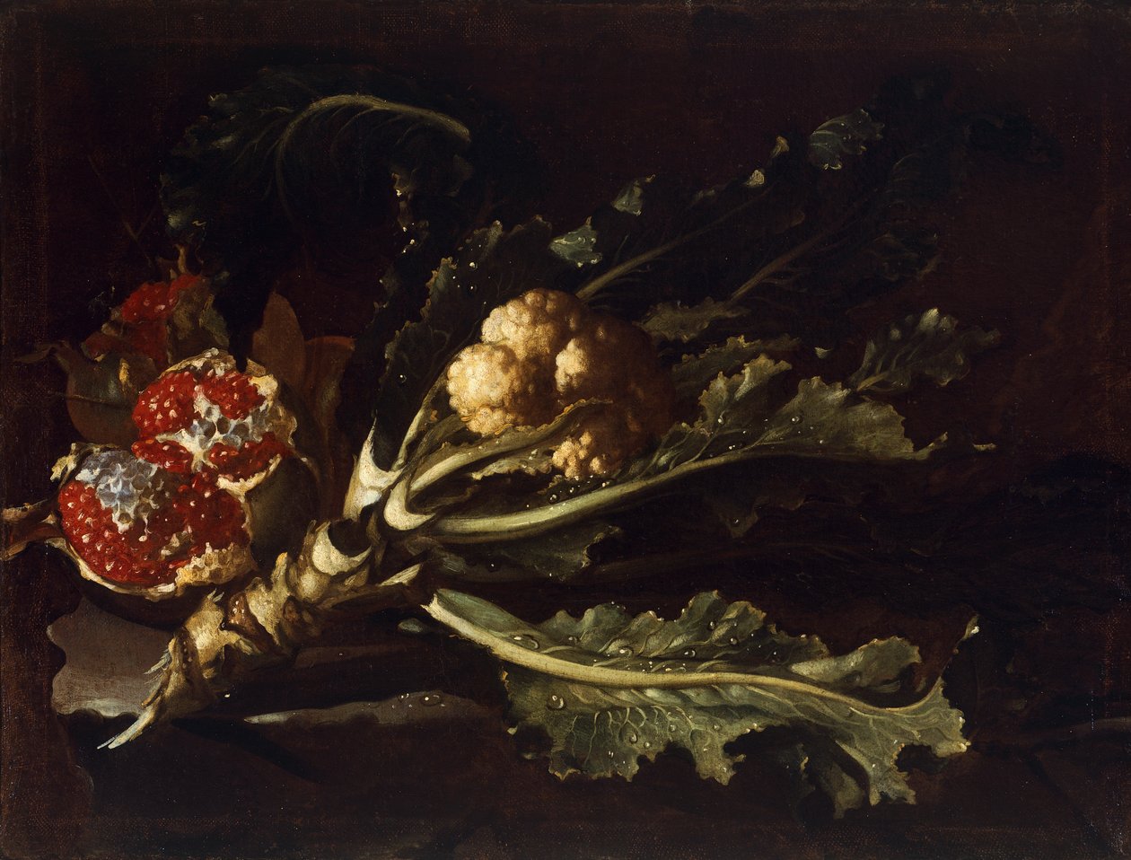 Cauliflower and Pomegranates by Pietro Paolo Bonzi
