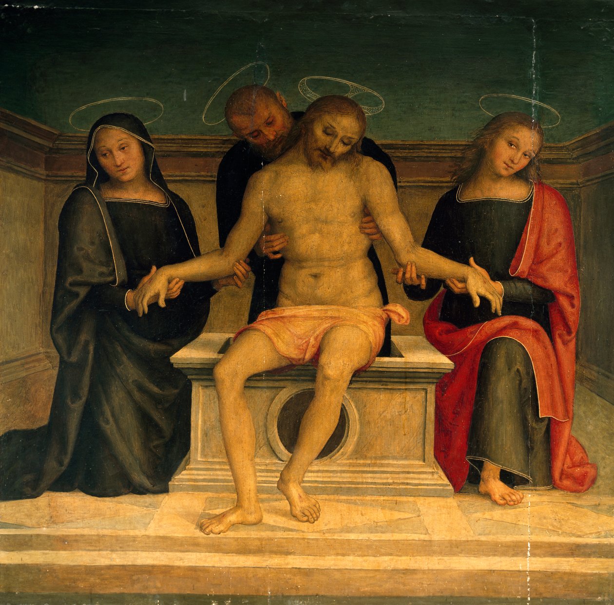 Lamentation over the Dead Christ, Basilica of Saint Peter, Perugia, Umbria, Italy by Pietro Perugino