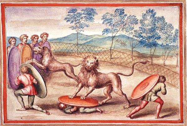 Lion taming by Pietro Santi Bartoli