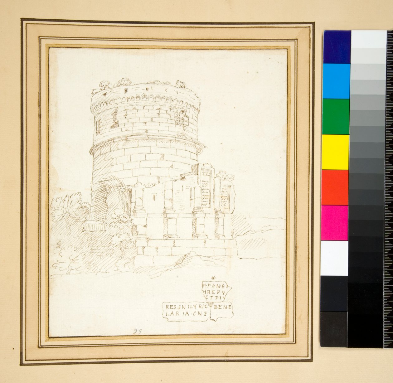 Pen Sketch of the Tomb of the Plautii by Pietro Santi Bartoli
