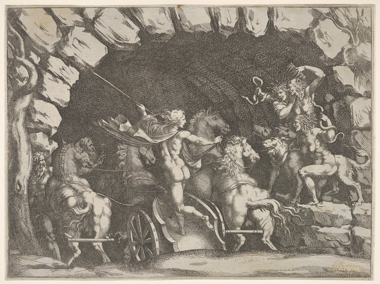 Pluto Entering the Underworld by Pietro Santi Bartoli