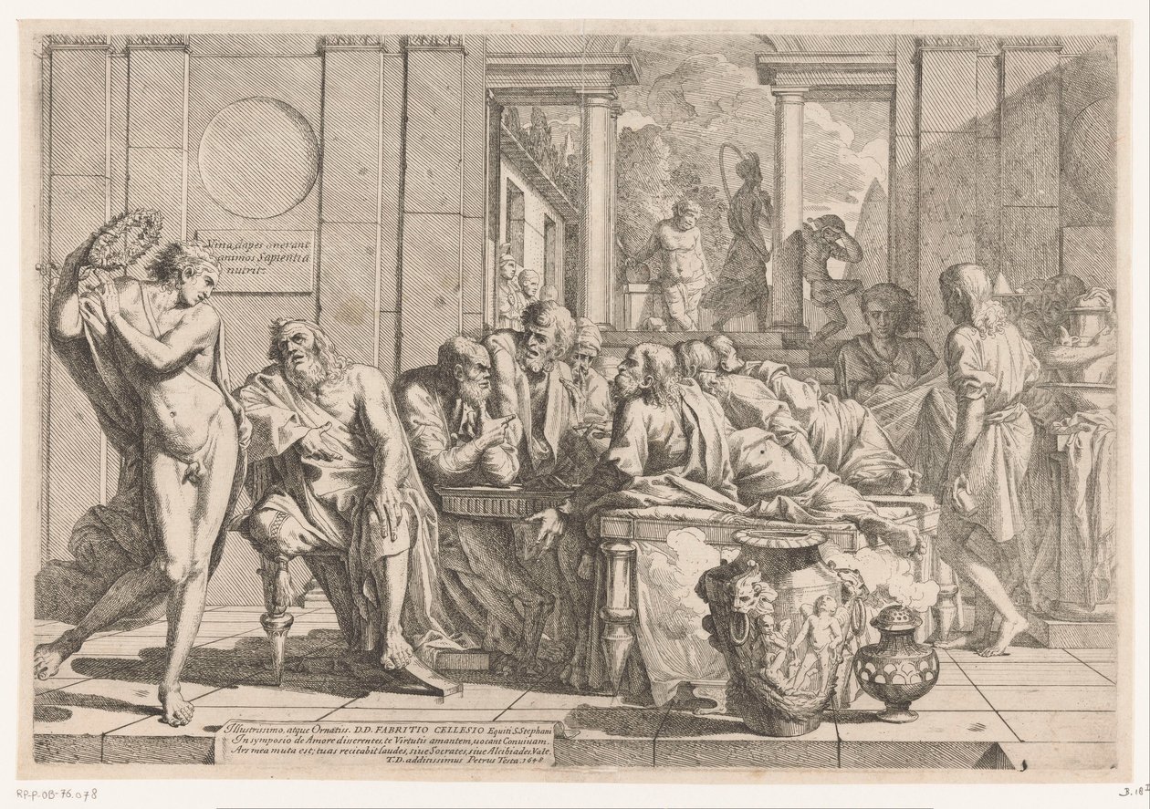 Alcibiades Interrupts Conversation Between Socrates and His Friends by Pietro Testa
