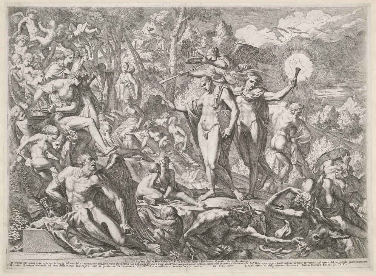 Young Man Arrives at Parnassus by the Road of Virtue by Pietro Testa