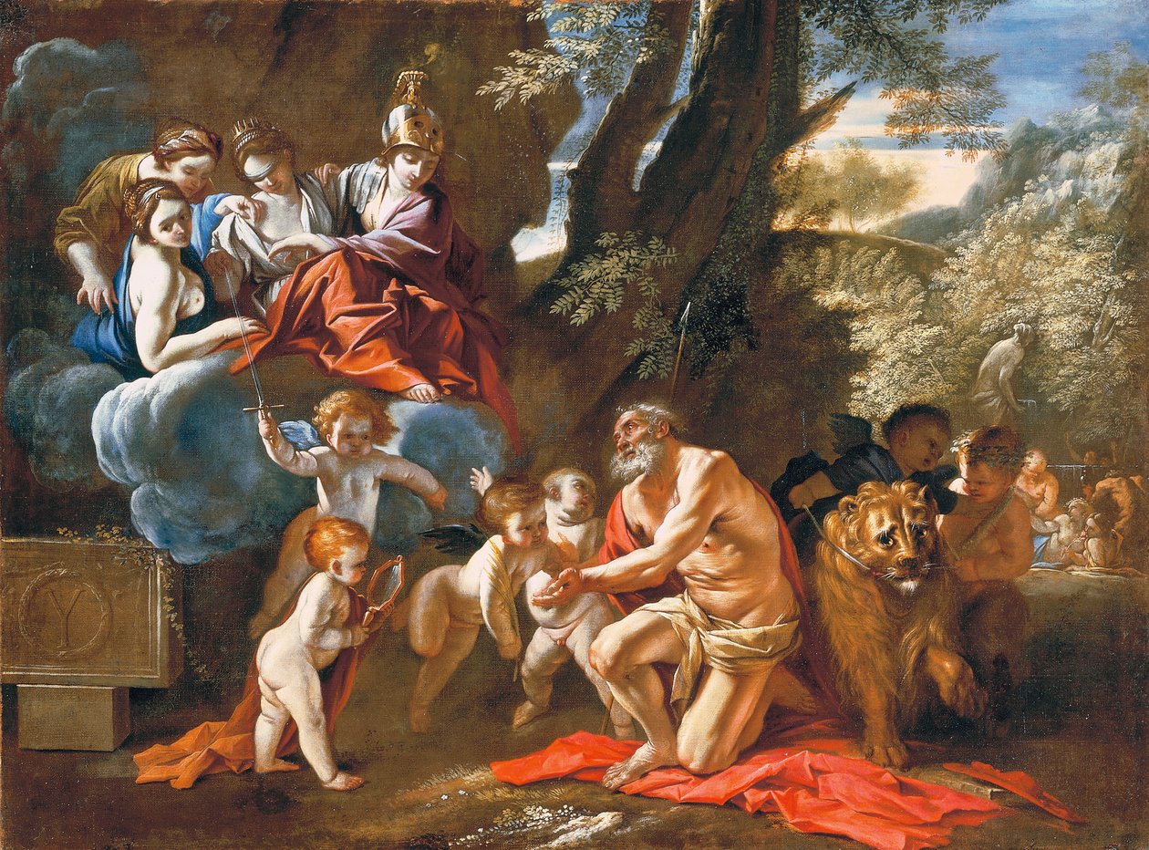 The Four Cardinal Virtues Appearing to Saint Jerome by Pietro Testa
