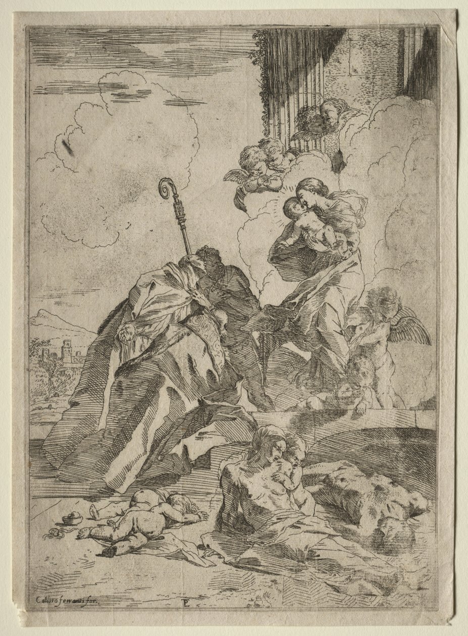 Three Lucchese Saints Interceding with the Virgin for the Victims of the Plague by Pietro Testa