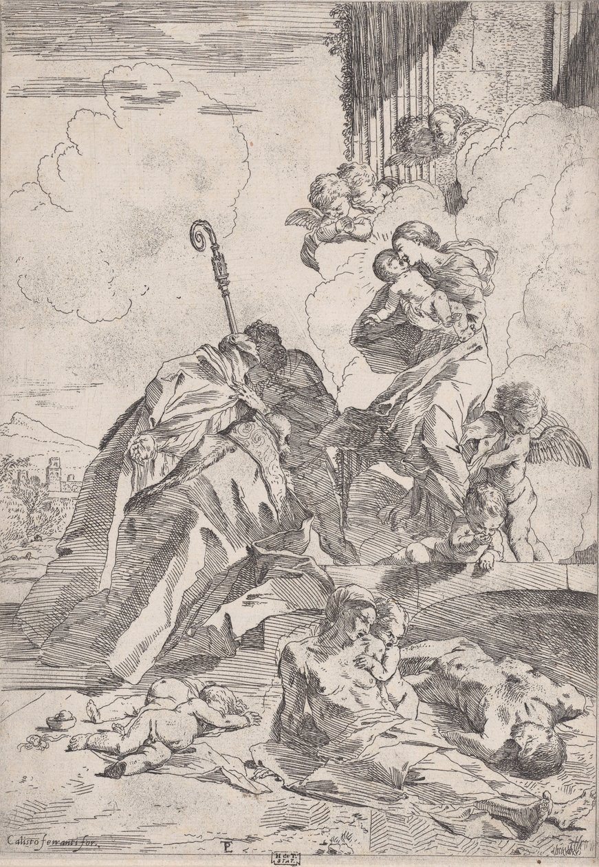 Three Lucchese saints interceding with the Virgin for the victims of the plague, ca. 1630-31 by Pietro Testa